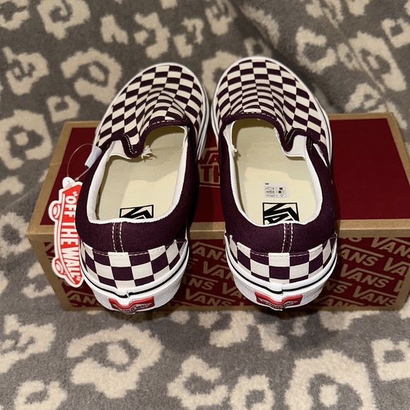 Vans Classic Slip-on Sneakers 🥰😍😘 Checkerboard Grape 🍇 wine New - Picture 12 of 17